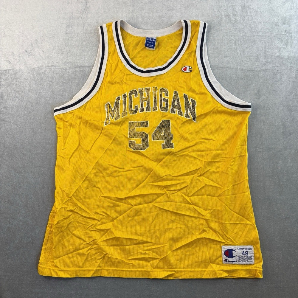 Champion Michigan 54 Basketball Jersey Yellow Vintage Made in USA‎ Size 48